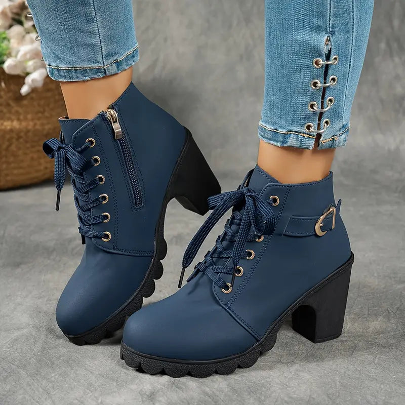 Liora Suede Mid-Heel Ankle Boots