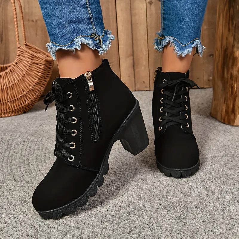 Liora Suede Mid-Heel Ankle Boots
