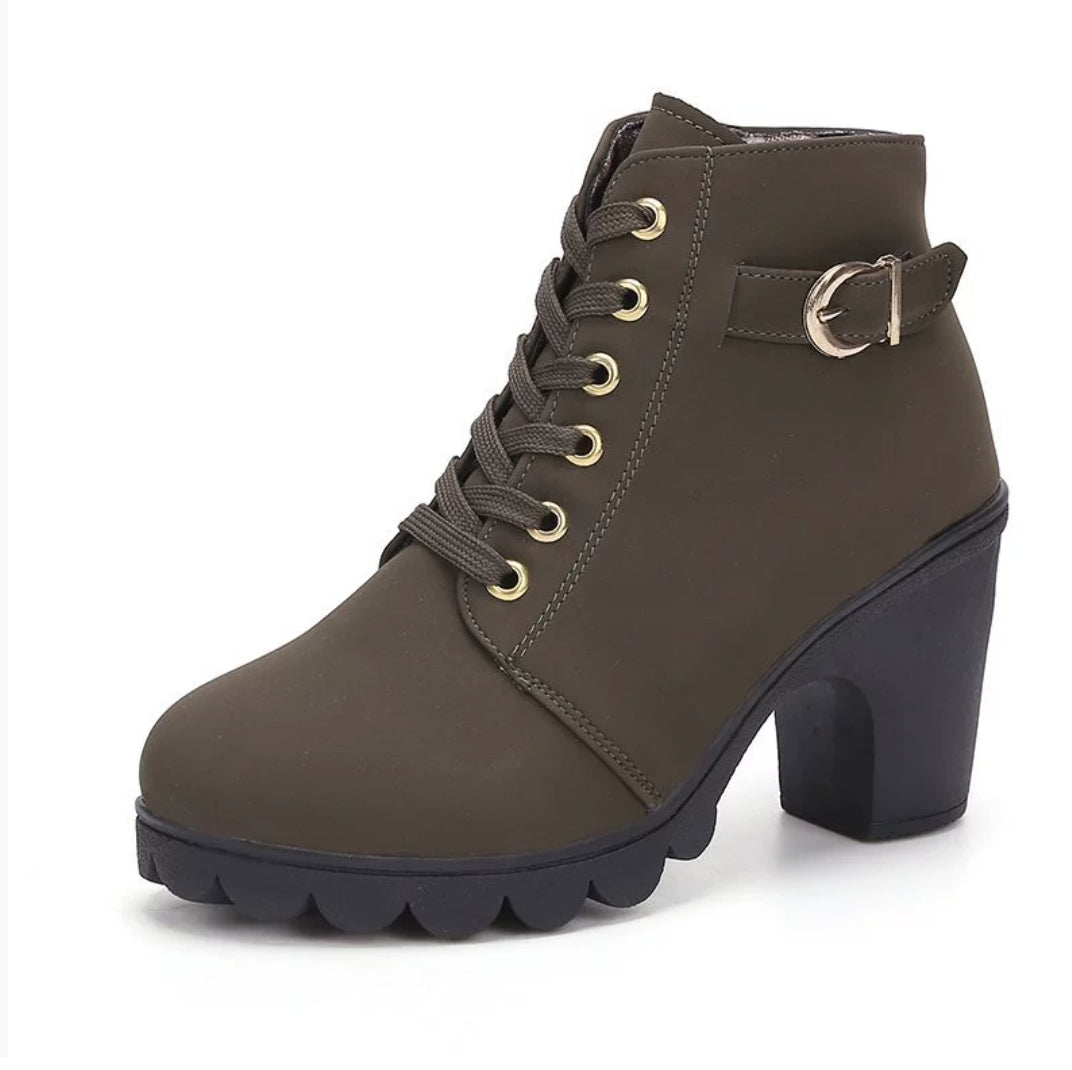 Liora Suede Mid-Heel Ankle Boots