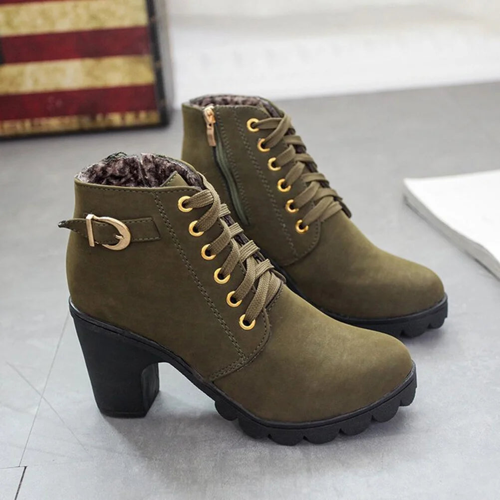 Liora Suede Mid-Heel Ankle Boots