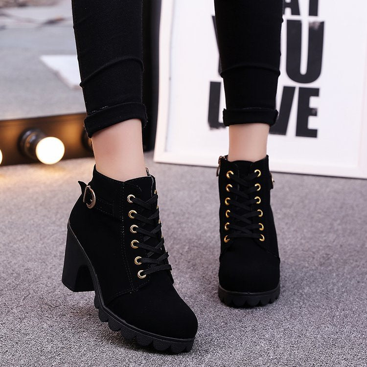 Liora Suede Mid-Heel Ankle Boots