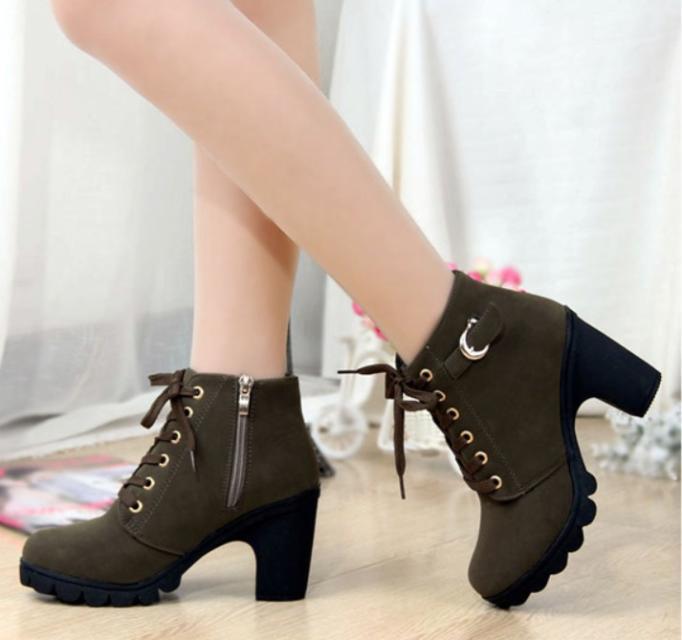 Liora Suede Mid-Heel Ankle Boots