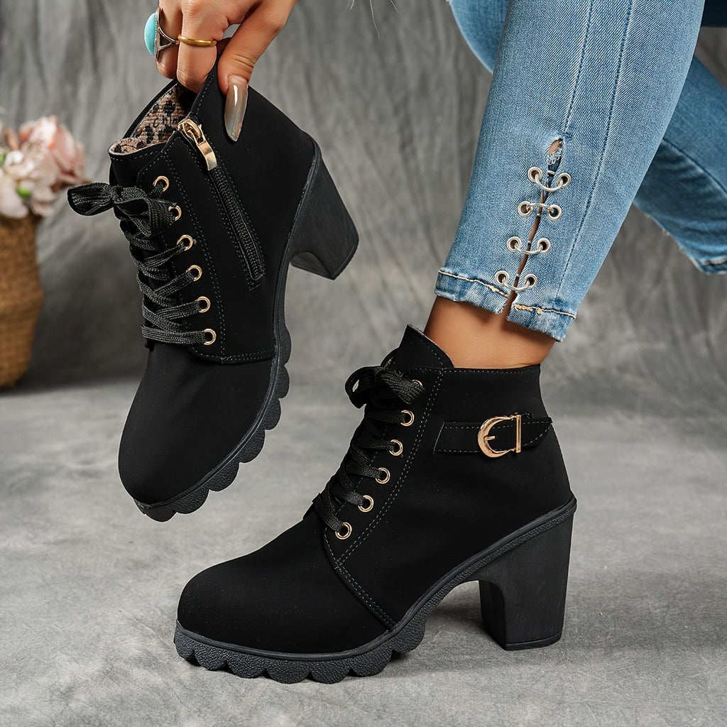 Liora Suede Mid-Heel Ankle Boots