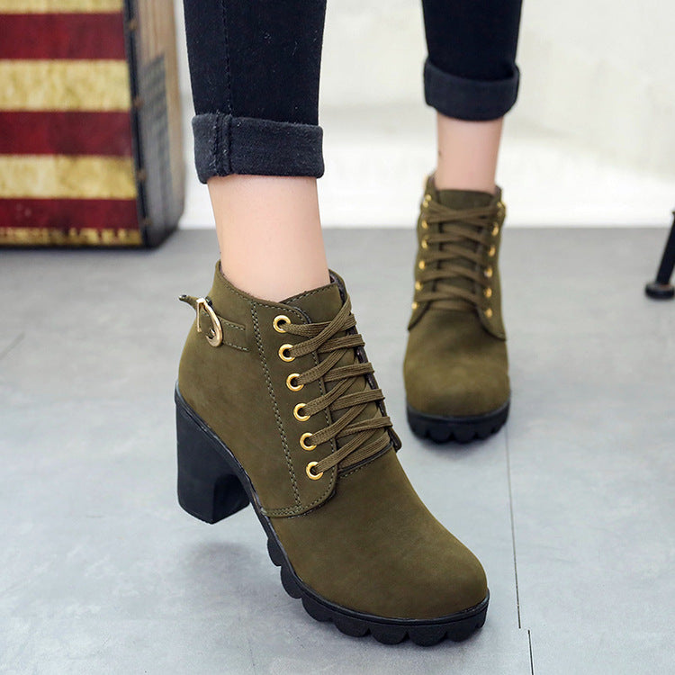 Liora Suede Mid-Heel Ankle Boots