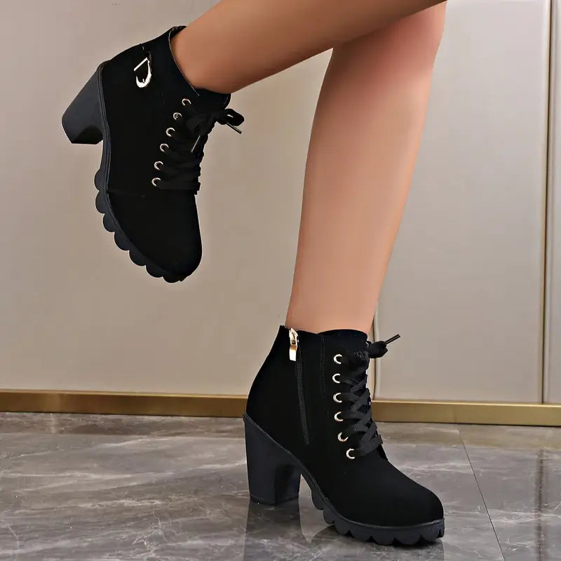Liora Suede Mid-Heel Ankle Boots