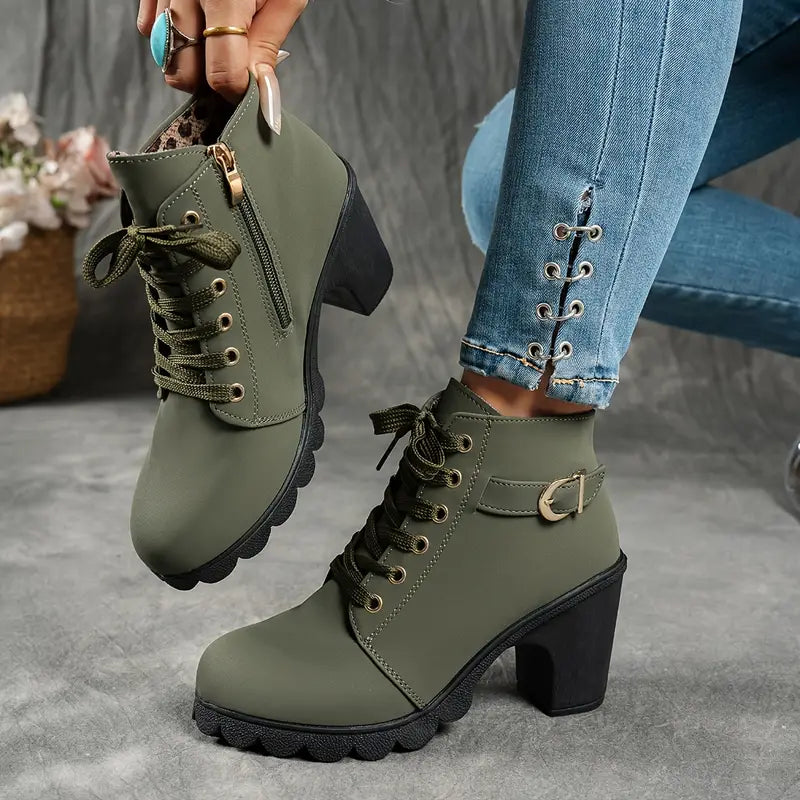 Liora Suede Mid-Heel Ankle Boots