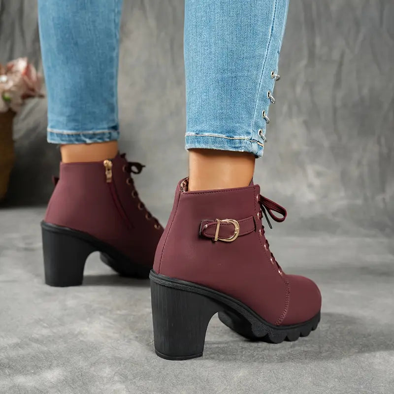 Liora Suede Mid-Heel Ankle Boots