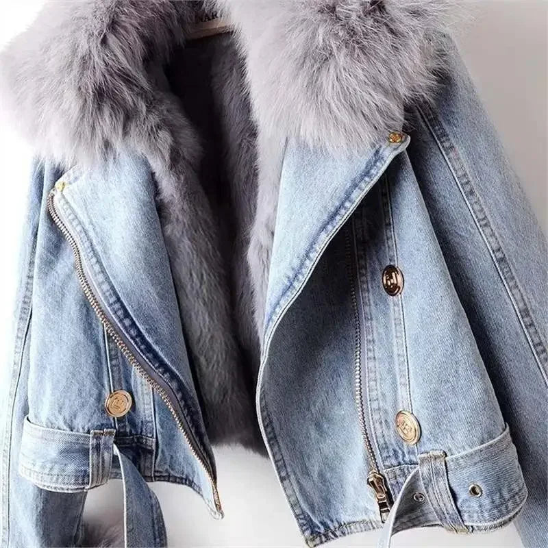 MONROE FUR COLLAR DENIM JACKET