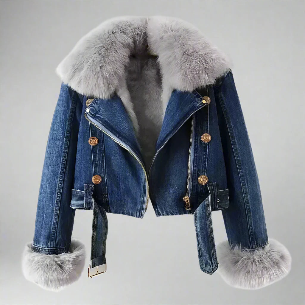 MONROE FUR COLLAR DENIM JACKET