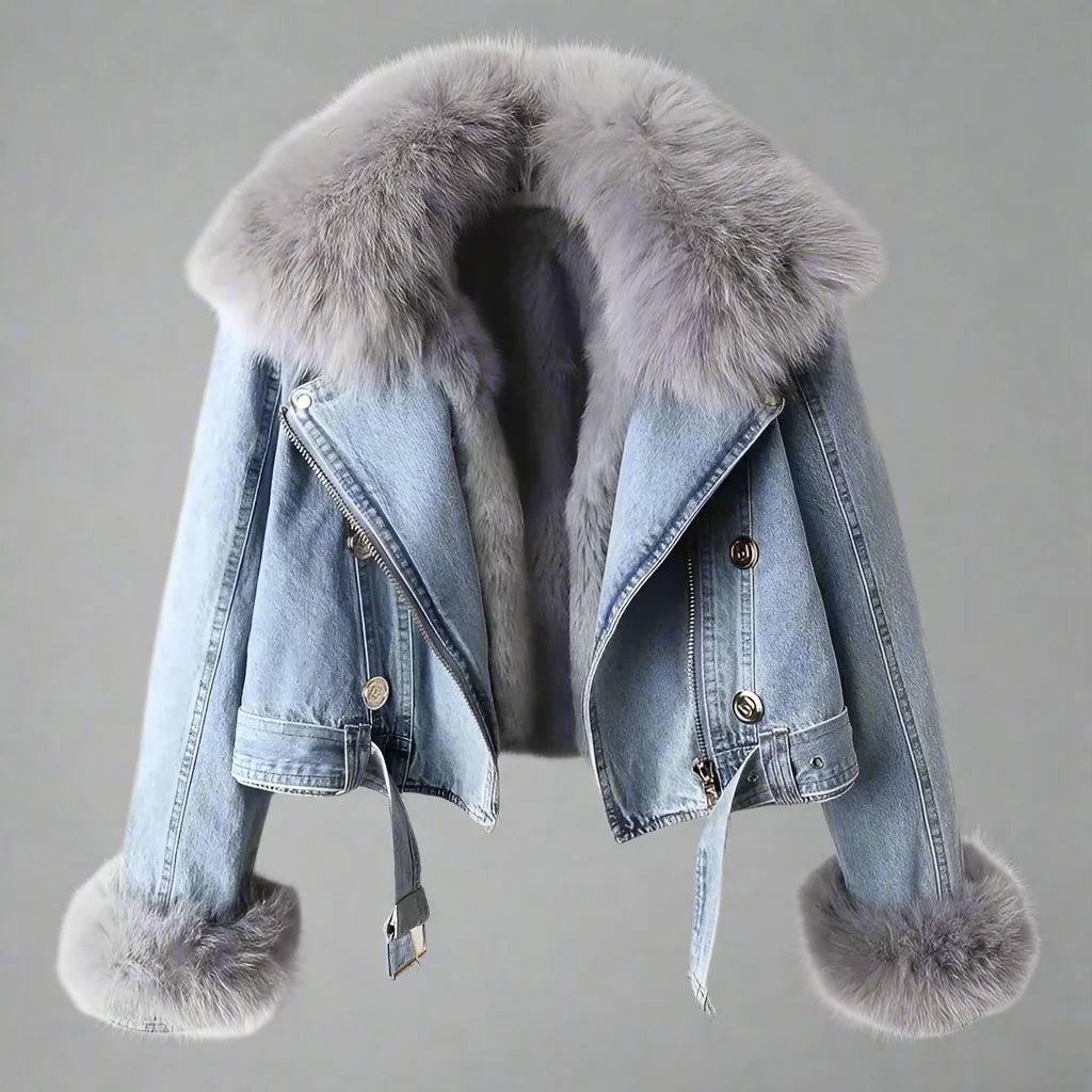 MONROE FUR COLLAR DENIM JACKET