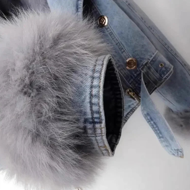 MONROE FUR COLLAR DENIM JACKET