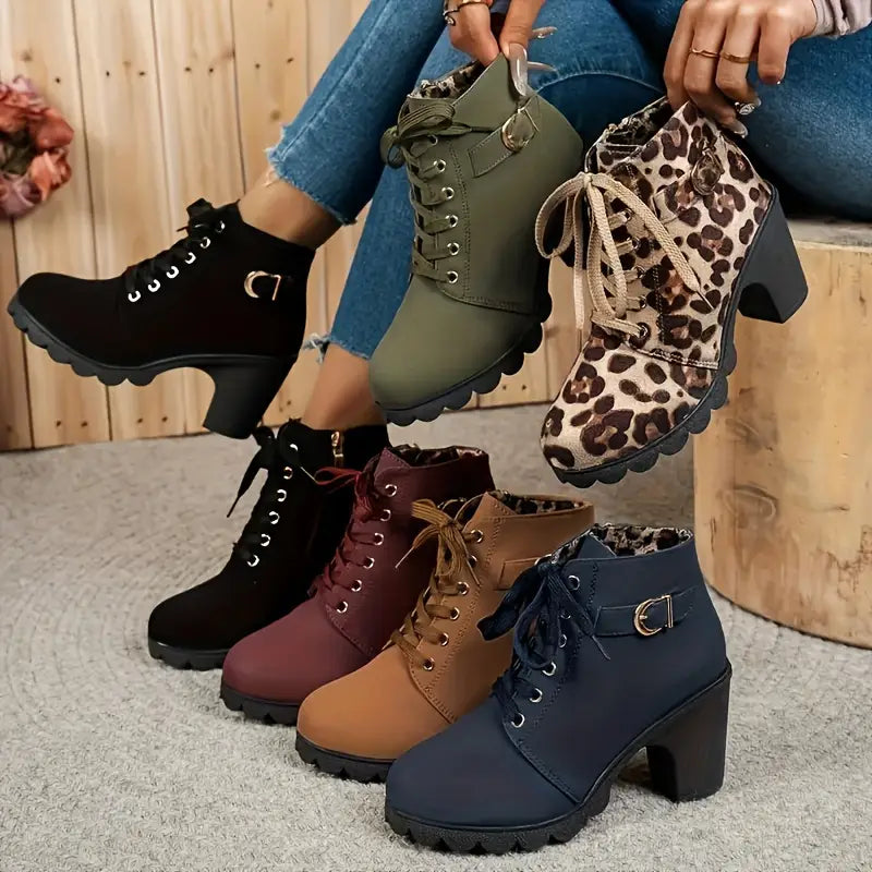 Liora Suede Mid-Heel Ankle Boots