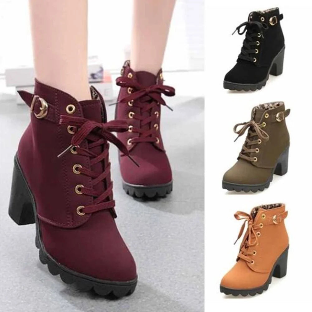 Liora Suede Mid-Heel Ankle Boots
