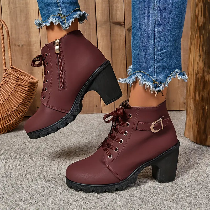Liora Suede Mid-Heel Ankle Boots
