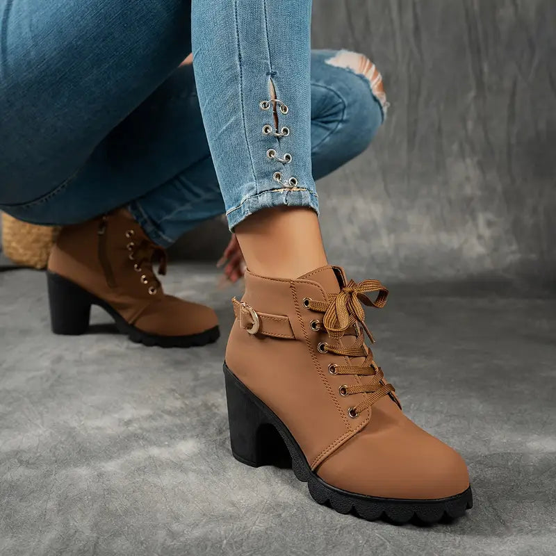 Liora Suede Mid-Heel Ankle Boots