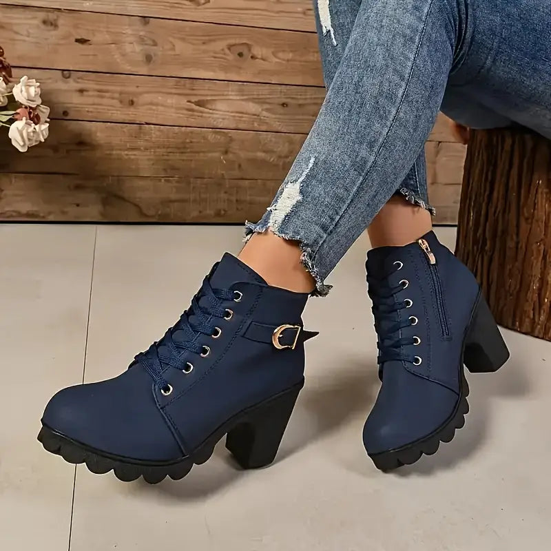 Liora Suede Mid-Heel Ankle Boots