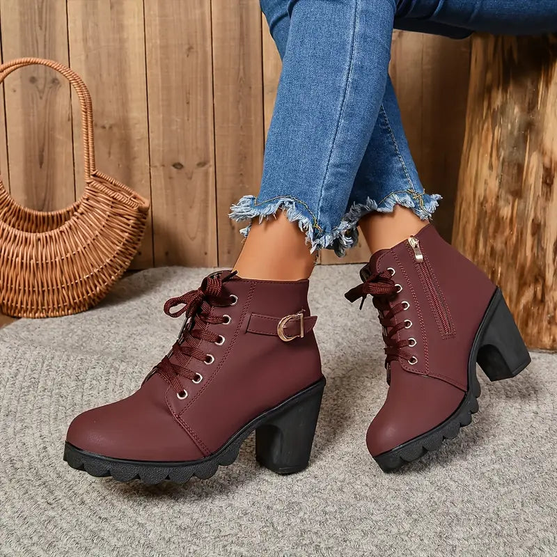 Liora Suede Mid-Heel Ankle Boots