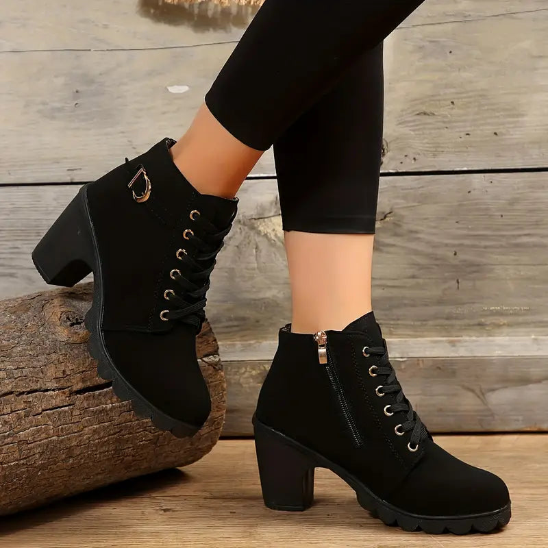 Liora Suede Mid-Heel Ankle Boots