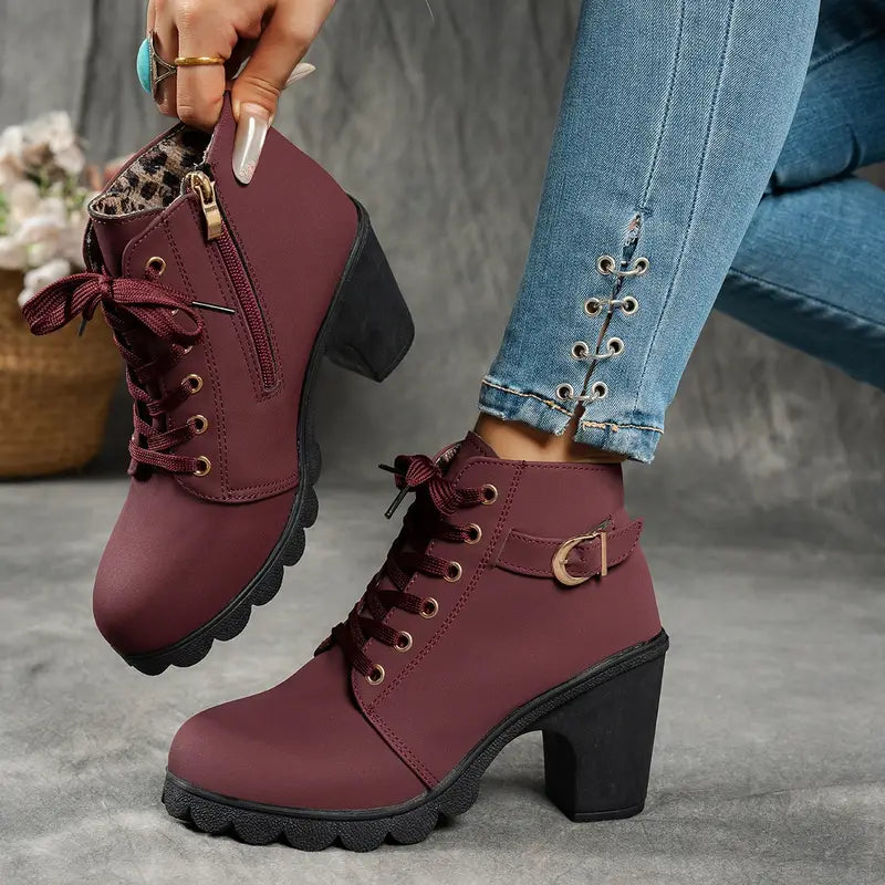 Liora Suede Mid-Heel Ankle Boots